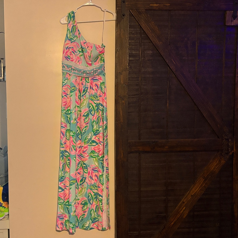 Lilly Pulitzer Pink and Green Floral Maci dress